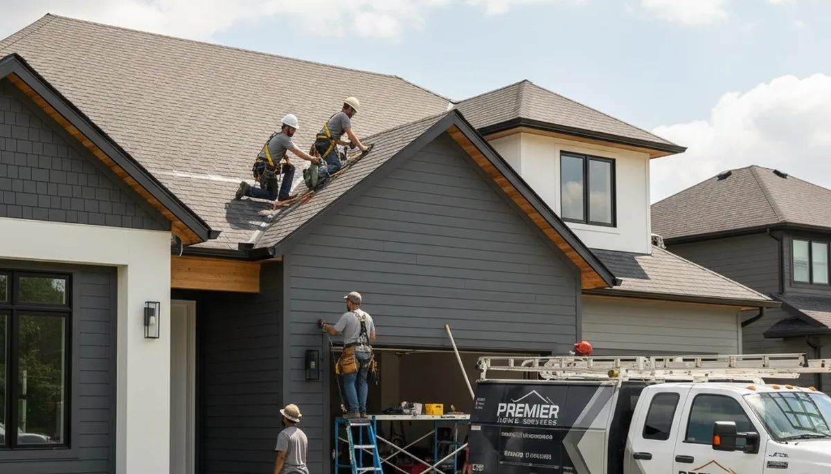 Professional roof repair crew restoring storm-damaged shingles in Knoxville, TN